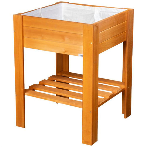 Quadratisches Hochbeet GreenBOX light kastanie  für Balkon und Terrasse
